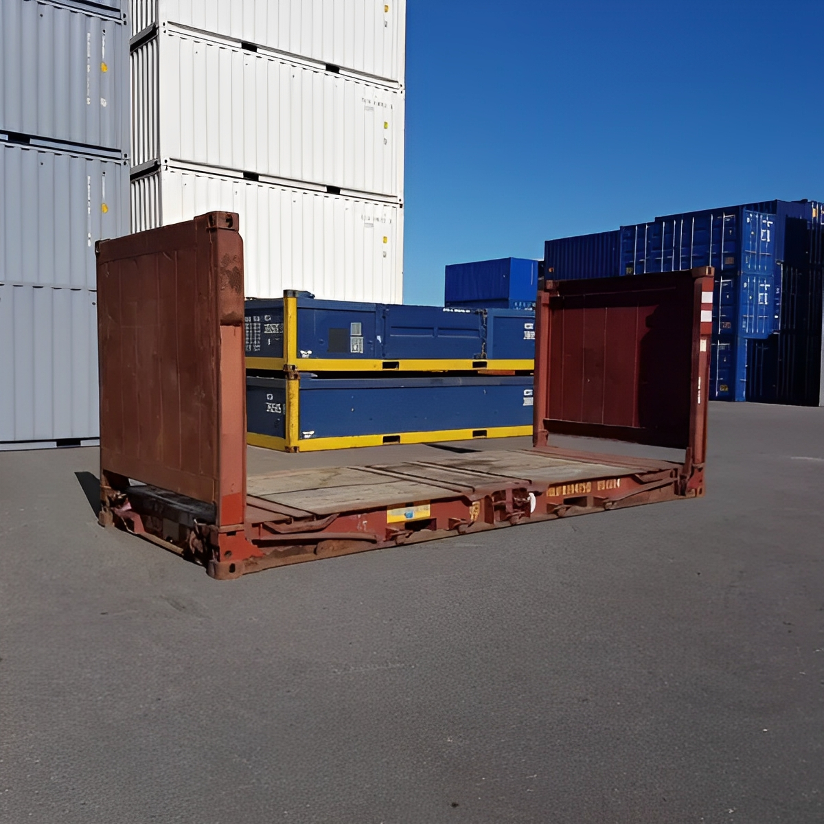 ๐ข 20Ft X 8Ft Used Flat Rack Shipping Container โ Built for Heavy-Duty Cargo Transport