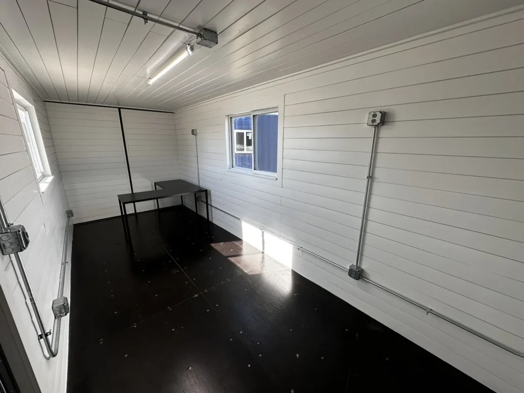 20ft Slate Gray Shiplap 120V Shipping Container Office with Mini Split – Modern Portable Workspace - Image 3